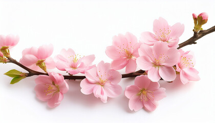 Obraz premium delicate pink blossom branch spring flowering tree isolated on white background