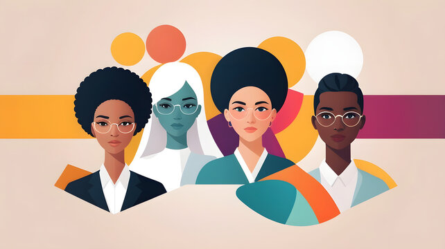 Empowering Visions: A diverse group of people, each embodying distinct styles, united against a gradient backdrop. Their collective gaze sparks a sense of unity, progress, and inclusivity.