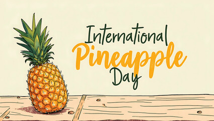 International Pineapple Day Creative Banner with Pineapple and Typography on Nice Background