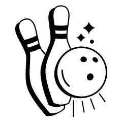 Bowling Ball Hitting Two Pins with Sparkles