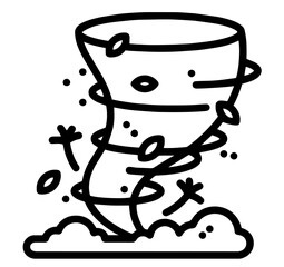 Tornado in Destructive Motion with Flying Debris – Natural Disaster, Emergency Weather Alert, Storm Warning, Dangerous Wind Spiral