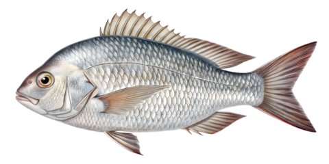 Detailed illustration of a silver bream fish isolated on white background