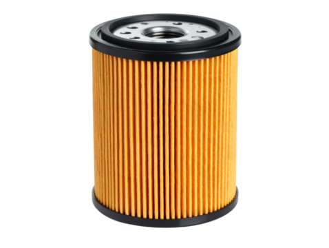 Single Automotive Oil Filter with Visible Threaded Base, Front View, isolated on white background