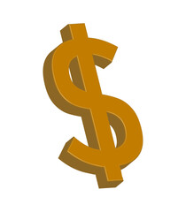 Golden 3D Dollar Sign Icon - US Currency & Finance