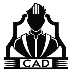 Bold Logo Design Featuring a Stylized Figure in Uniform with the Text CAD Prominently Displayed Below the Figure