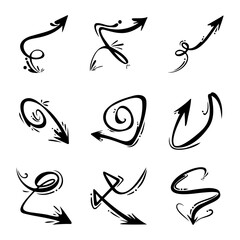 Creative collection of arrow images in various directions