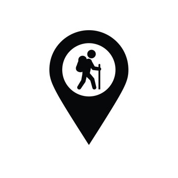 Black Silhouette Trailhead Marker Icon Vector Illustration White Background