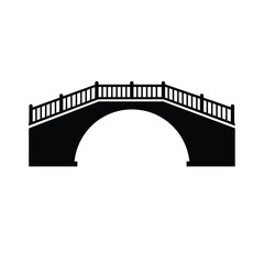 Black Silhouette Vector Bridge Icon White Background