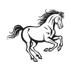 Stylized Black and White Illustration of a Galloping Horse