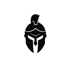 Black Silhouette Spartan Helmet Vector Icon warrior