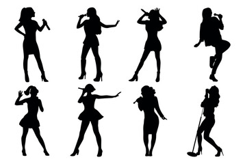 Singers Silhouette on White Background