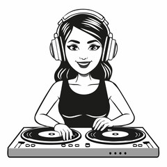 Woman Dj Stock Vectors. Woman dj with headphones stock image vector