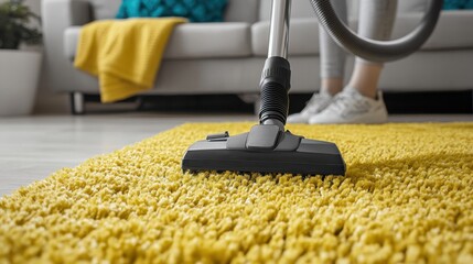 High-Tech Vacuum Cleaner Removing Stubborn Dirt from Carpet Fibers