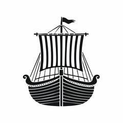 Ancient Viking Ship Front View Vector Illustration for Historical, Nautical, and Cultural Design Themes
