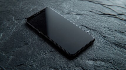 Minimalistic Smartphone on Dark Stone Surface with Smooth Texture