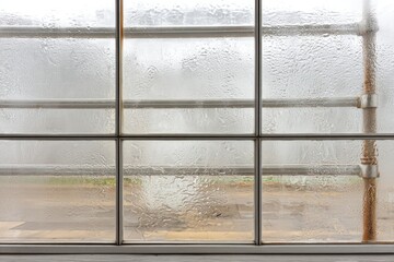 Heavy Rainfall Creates a Dramatic View Through a Closed Window on a Gloomy Day