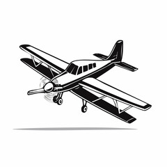 A small single-engine plane flying overhead against the sky image vector.
