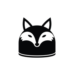 Black Silhouette Fox Face Cake Vector Icon animal