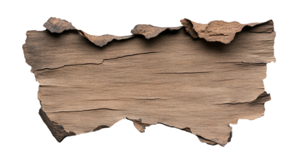 Wood texture with rough edges, ideal for design and artistic projects, isolated on a white background.