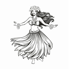 Hawaiian Hula Dancing Stock Vectors and Vector Art isolated on white background.