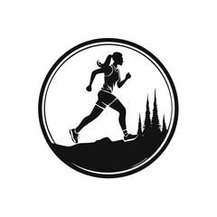 Trail Running Woman Silhouette Logo Designs Vector Stock Vector on white background.