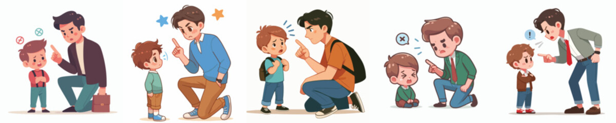 vector character scolding a little child