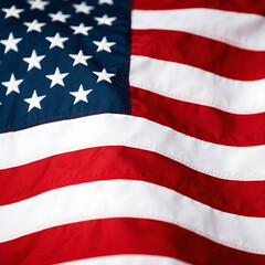 Close-up of the American Flag, showcasing vibrant colors and texture.