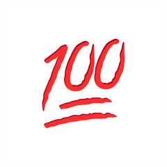 Hundred points symbols. One hundred vector icon. Hundred-point emoji. hundred, 100, vector icon 10 eps.
