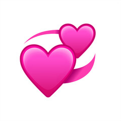 The isolated vector two revolving hearts switching places emoji icon with circular line, vector illustration.