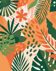 Colorful Jungle Leaf Illustration Background