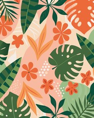 Decorative Plant Pattern in Tropical Style