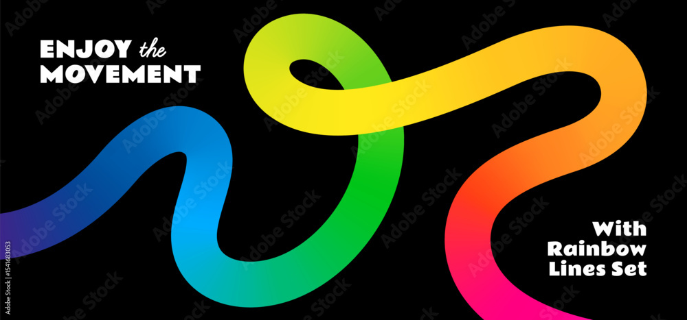 Aufkleber Background with Abstract Color Wave Shape Graphic. Vector Line with Rainbow Gradient Pattern Design.
