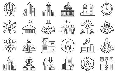 "30 Business & Corporate Line Icons – Vector Collection with Editable Strokes"


