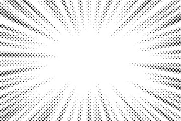 Edge frame. Halftone fade cartoon border. Pop art dot. Attention fading pattern. Faded attention texture. Black fades line isolated on white background. Concentration lines design. Vector illustration