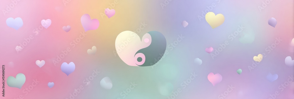 Poster Mind and Heart Symbols Overlap in a Pastel Background Showcasing Harmony and Balance Between Emotions and Thoughts