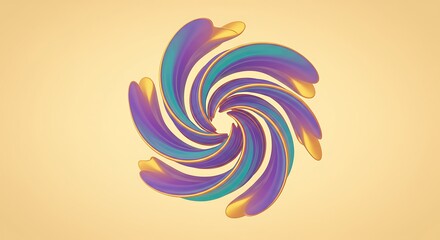 Fototapeta premium Abstract Swirling Spiral Design Teal, Purple, and Gold Hues