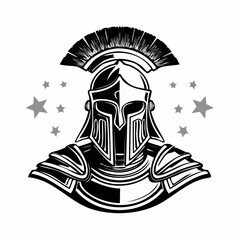 Vintage Gladiator Vector Art Design Stock Vector on white background.