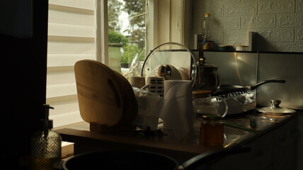 Kitchen belongings on the table