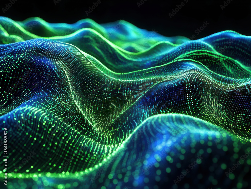 Poster digital waves of light create a mesmerizing display of color and movement