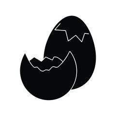 cracked egg broken shell vector food illustration