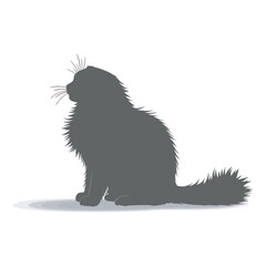 Cute Black Cat with Fluffy Fur and Calm Expression Vector Graphic
