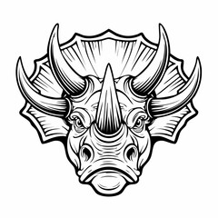 Triceratops Head with Large Horns Image Vector isolated on white background.