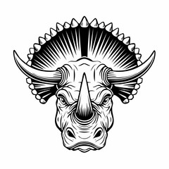 Triceratops Head with Large Horns Image Vector isolated on white background.