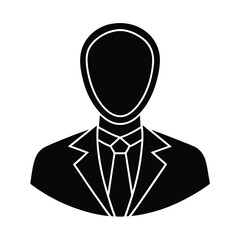 Businessperson Head With Tie Outline Vector Illustration