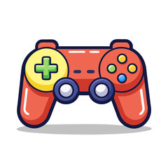 Stylized Video Game Controller with Directional Pad and Colored Buttons Illustration