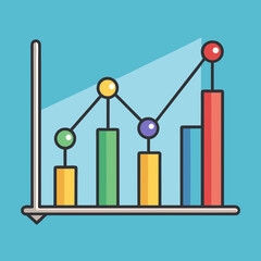 Colorful business graph showing an increasing trend, perfect for data visualization