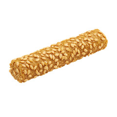 Golden sesame seed bar, diagonal view, closeup