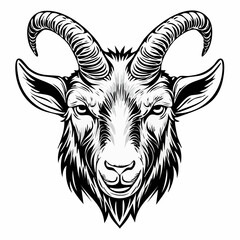 Goat Face Vector. Angry goat head vector illustration on white background.