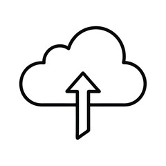 Cloud Upload Arrow Pointing Up Outline Vector Illustration