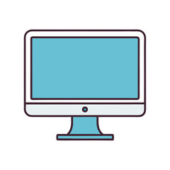 Stylish outline illustration of computer monitor on white background showing display